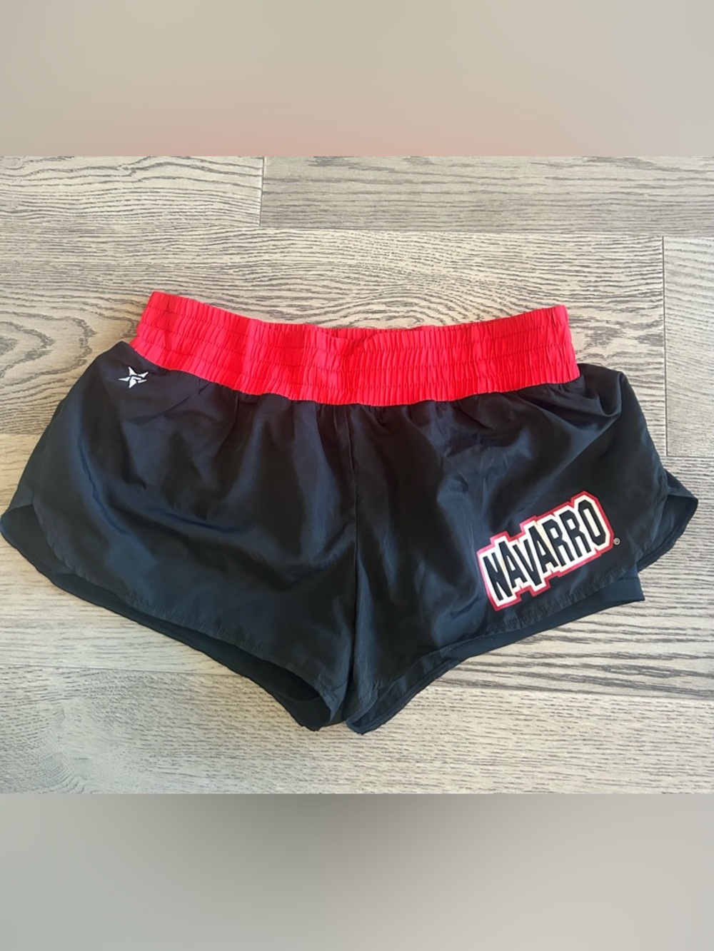 Navarro Women's Black Athletic Shorts with Red Waistband